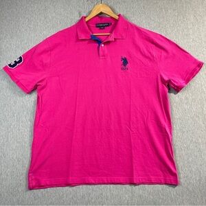 U.S. Polo Assn Polo Shirt Men’s 2XT Hot Pink Big Pony Logo 100% Cotton Classic